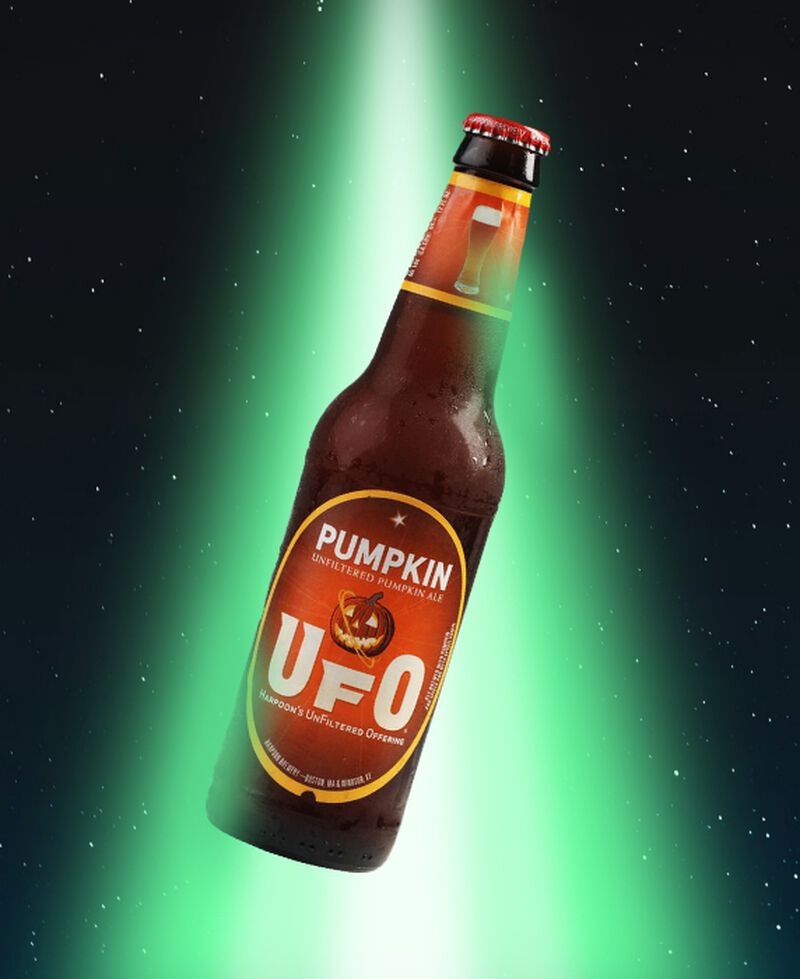 A bottle of Harpoon UFO Pumpkin Ale 