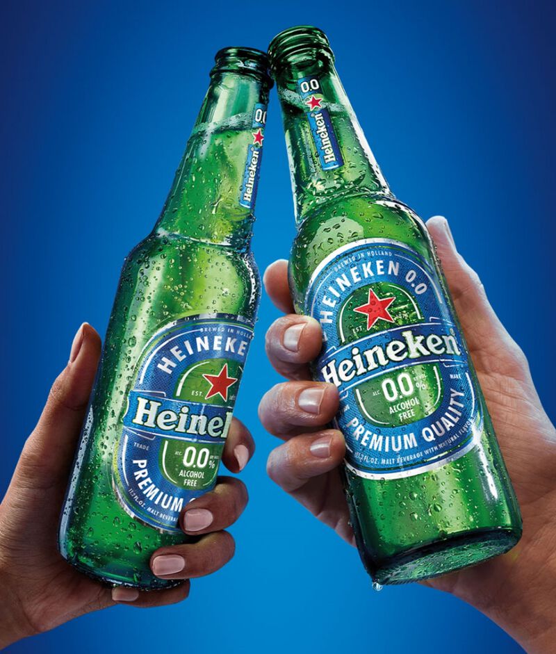 Bottles of Heineken 0.0 Non-Alcoholic